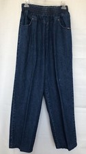 Women's Jeans ROUTE 66 Elastic-waist Blue Pockets Straight-leg Inseam 26" SZ14