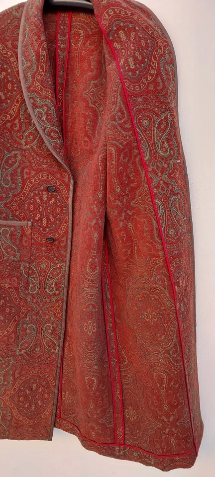 Abrigo Vintage Años 70 Ralph Lauren Tapiz Paisley Hecho en Estados Unidos ILgwu Foto 4 de 4