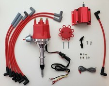 Small Cap Chevy Inline 6 194 230 250 292 Hei Distributor Coil Red Plug Wires