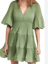 Zimmermann Dot Pleated Tiered Dress in Fern Size 0 Like A New