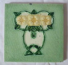 ENGLISH ART NOUVEAU DESIGN 6 INCH TILE (A) ANTIQUE PERIOD 