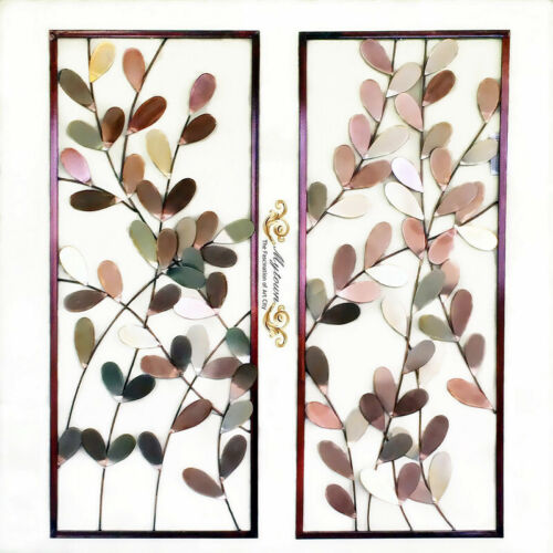 Pair Leaves Metal Wall hanging Sculpture Classic Home Decor Hand made Wall art - Picture 1 of 3