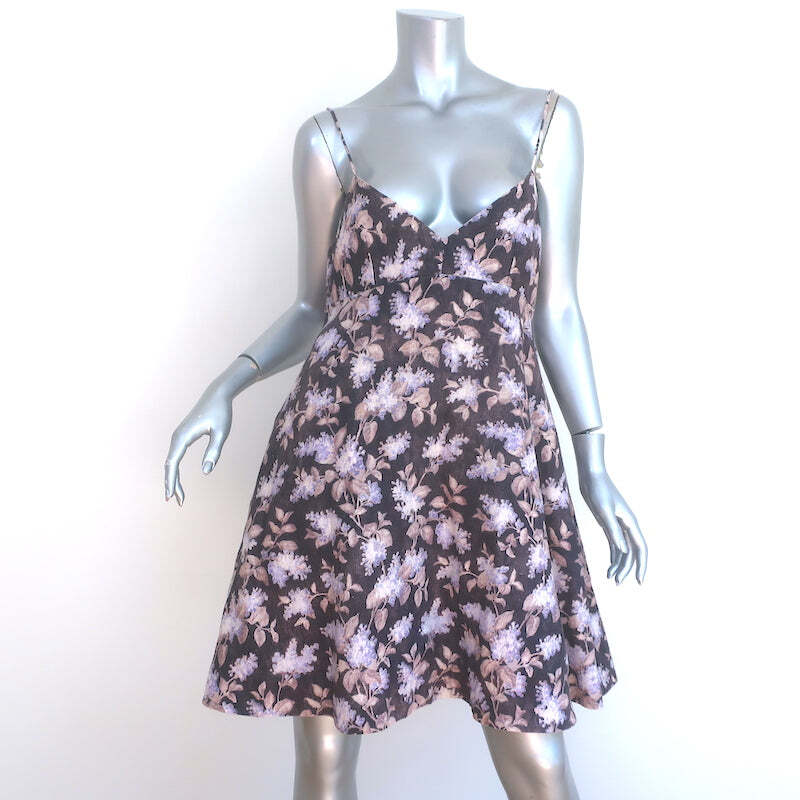 Zimmermann Stranded Sun Fit & Flare Dress Black Lavender Print Linen Size 1  | eBay