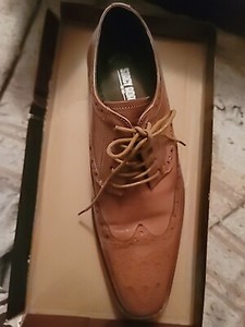 Stacy Adams Men Sz 8.5 M shoes Cognac Garrison Wingtip Leather UPPER Oxford 