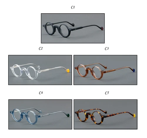 Classic Acetate Round Eyeglasses Men Women Clear Lens Fashion Glasses Frames New - Picture 5 of 28