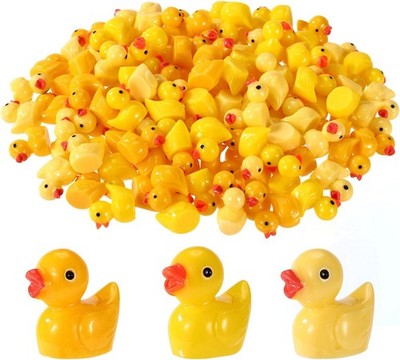 Lyreh 120 Stück Mini Ente Harz Gelb, Niedliche Winzige Enten Mini 