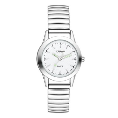 Women Classical Stainless Steel Elastic Strap Wrist Watch Luminous for Commuting