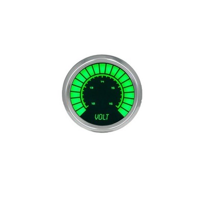 Intellitronix Green LED Voltmeter Gauge - Black Faceplate / Chrome Bezel