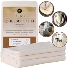 Grade 90 Cheesecloth 4 Yards Unbleached Cotton Reusable Straining Cloth