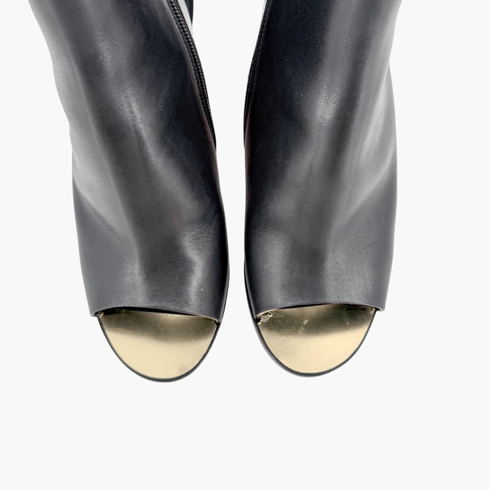 Chanel Black Leather Peep Toe CC Wedge Heel Ankle Booties Shoes Size 39 US 8–8.5 thumbnail 3