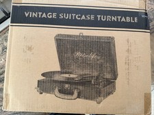 New Retrolife R609 Retro Suitcase Record Player Blk Vintage 3-Speed, Bluetooth