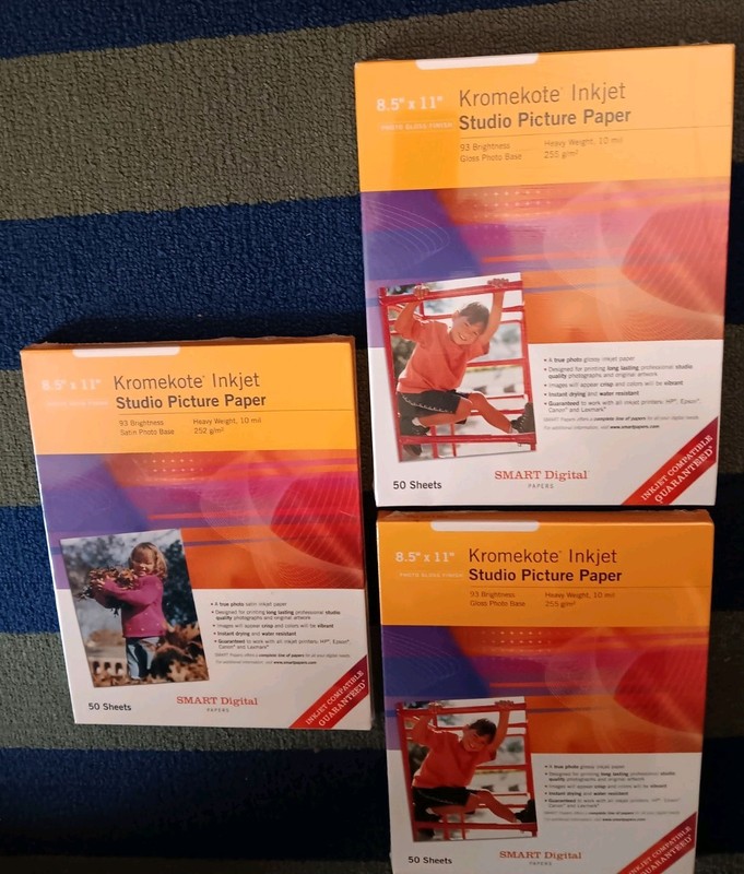 3 Packs  Kromekote Inkjet Studio Picture Paper,  8.5"× 11" / 50 Sheets Each Pack