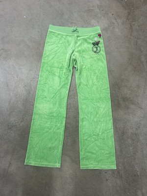 Vintage Y2K 2000s Juicy Couture Lime Green Velour Pants Size 14 Or Small