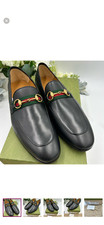 Men's Gucci JORDAAN horse bit loafers size 12.5 made in Italy, black/gold