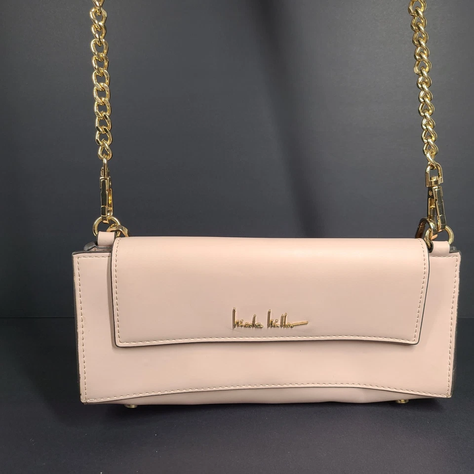 Nicole Miller Baguette Long Shoulder Bag Crossbody Strap Purse Flap Closure Pink - Image 3 of 4