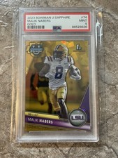 Malik Nabers 2023 Bowman U Chrome Sapphire 1st Gold /50 PSA 9