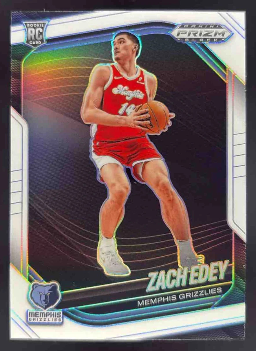 2024-25 Panini Prizm Black White Prizms #64 Zach Edey RC /175