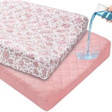 FIOBEE Waterproof Changing Pad Cover 2-Pack Quilted Diaper Table Sheets 32"x16"