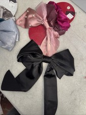 Women Oversized Hair Bows Satin Clips with Pearl Accents