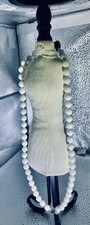Vintage White Lucite Bead Long Necklace Chic Elegant 22 Retro Mod Chunky