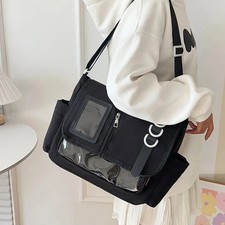 Y2K Japanese Ita Bag, Clear Harajuku School Bag for DIY Badge Display