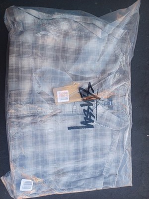 Stussy Gray Mathew Bailey Plaid Flannel Long-Sleeve Shirt Size XXL #0158