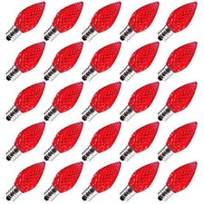 Red C7 LED Bulbs E12 Candelabra Base Christmas String Lights Indoor Outdoor