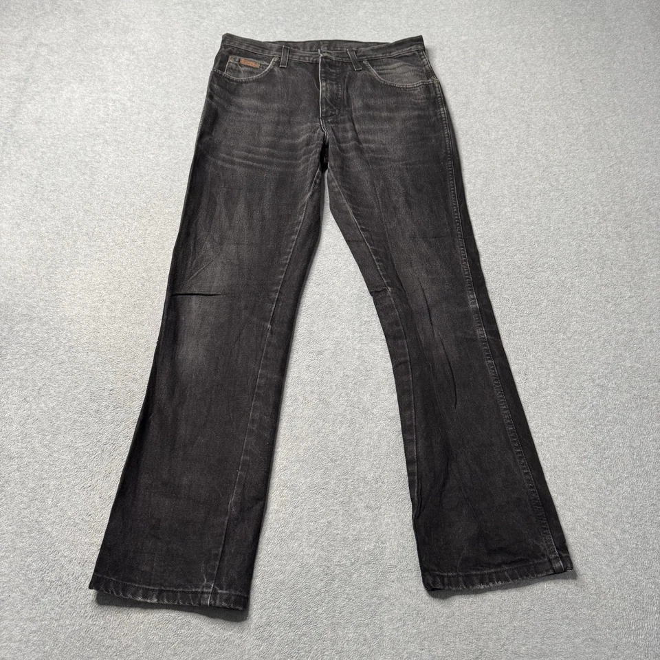 Pantalones de mezclilla Wrangler Texas para hombre 32x32 negros descoloridos corte bota elástico occidental adulto Foto 2 de 4