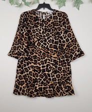 Loft Size 10 Velvet Animal Print 3/4 Sleeve Ruffle Hem Stretch Women's Dress