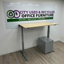 Steelcase Ology Electric Sit-Stand Desk, Maple Top, Grey Frame, W1400mm
