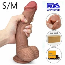 Realistic Dong Dildo Suction Cup - 2 Sizes Waterproof Cock Veined Sex Toys Adult