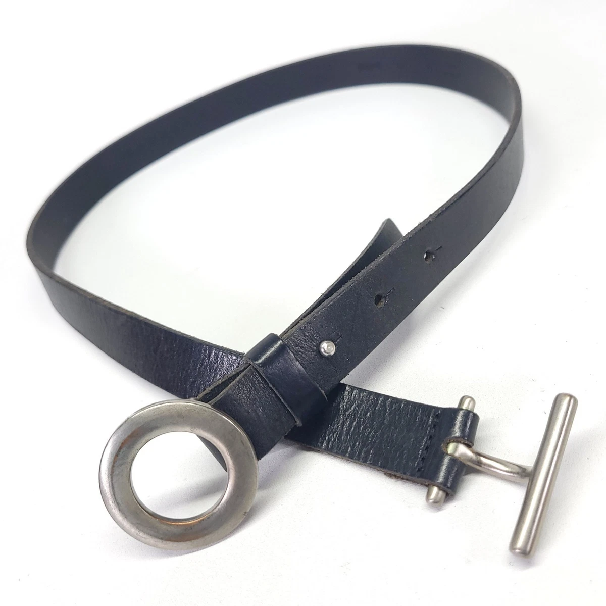 Banana Republic Orange Italian Leather Skinny Belt Silver Buckle Size S Angolo Leather Belt | Banana Republic main image 3