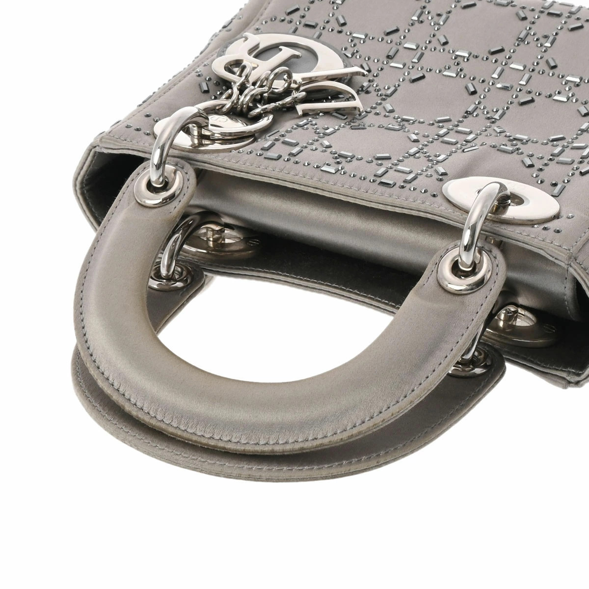 CHRISTIAN DIOR Lady Gray Satin Rhinestone Handbag | eBay