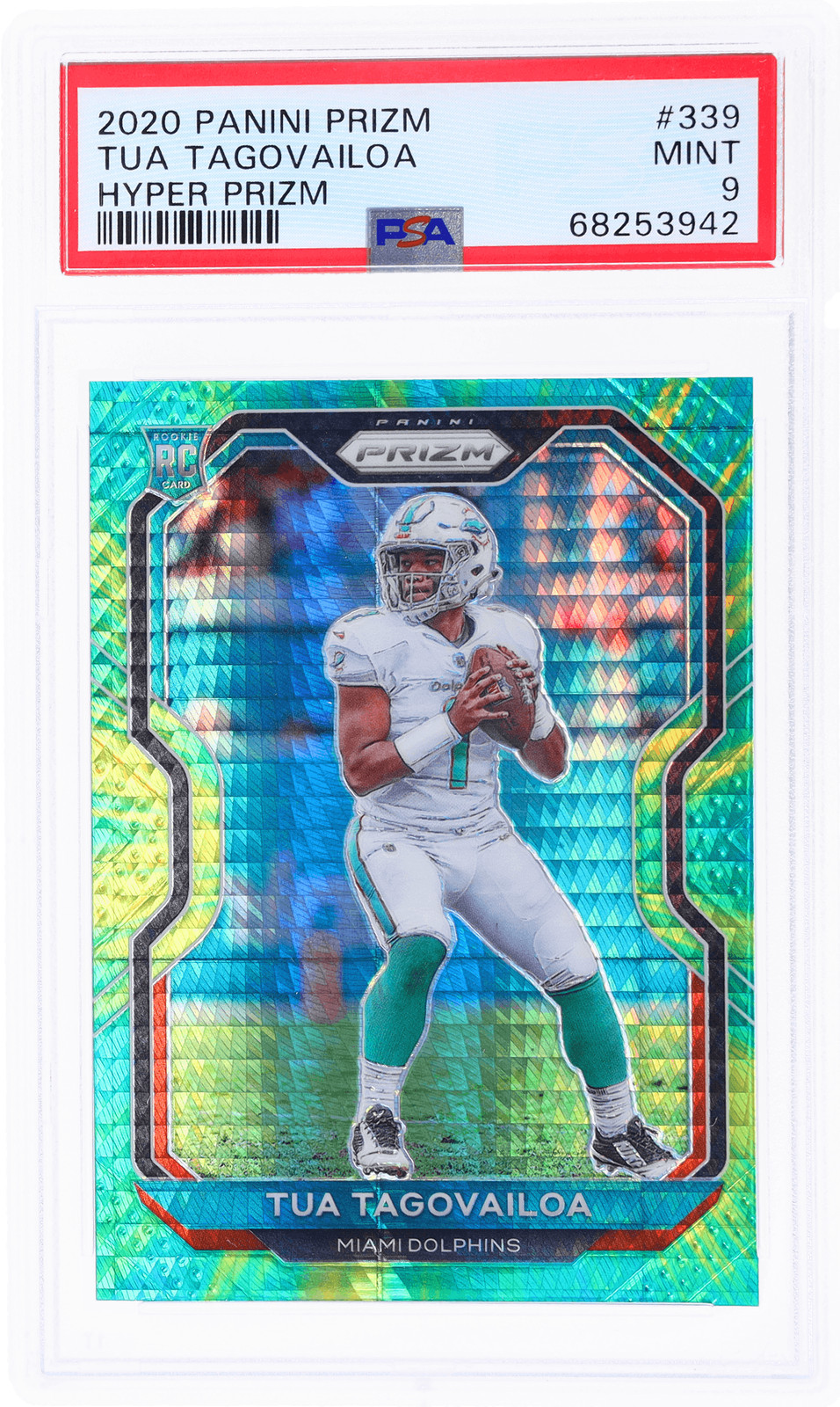 2020 Panini Prizm Tua Tagovailoa Hyper Prizm #339 /175 PSA 9 Rookie RC