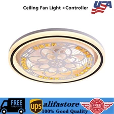 Modern Ceiling Fan With Light Dimmable LED Chandelier Lamp & Remote Lamp Fixture