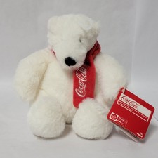 2007 Coca Cola Polar Bear Plush Red Scarf Stuffed Animal Toy New With Tags