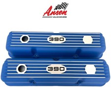 Ford Fe 390 Short Blue Valve Covers - Engraved Logo - Ansen Usa
