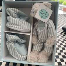 Newborn slipper sets and elephant rattle bundle
