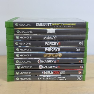 Xbox One Game Lot Of 10 COD Doom Fallout Farcry Guitar Hero Madden NBA Star Wars