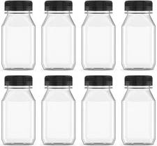 8 Pcs 8 Ounce Plastic Juice Bottle Drink Containers Juicing Bottles Clear 
