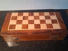 SAC, Studio Anne Carlton,Traditional Wooden Chess Set. Folding Board. Boxed.