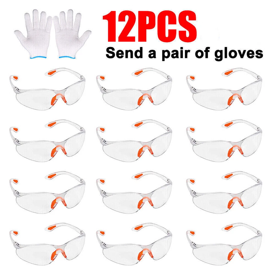 ANIANHAO 12 Clear Safety Goggles Anti-Fog & Anti-Scratch Eye Protection Work/Lab Glasses