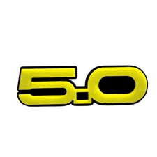 5.0 Car Emblem Badges Set of (2) Racing Aggressive yellow on Black Fender Badges