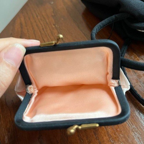 JR USA Vintage 50s Small Black Evening Pouch w/ Change Purse + Mirror/comb - Foto 13 di 16