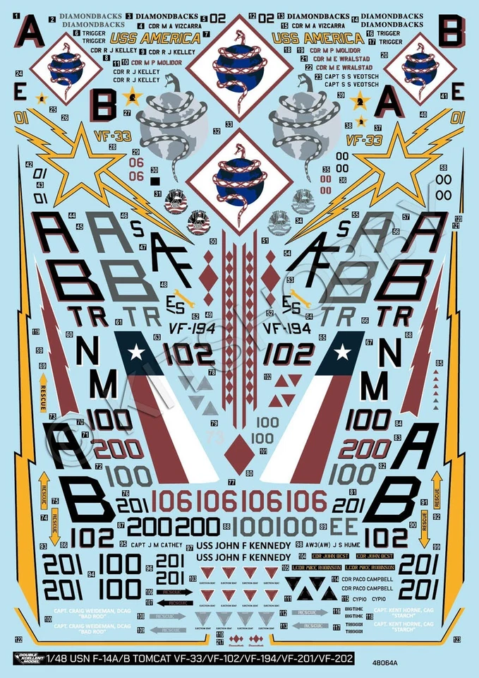 DXM decal 1/48 USN F-14 Tomcat (VF-33/VF-101/VF-102/VF-194/VF-201/VF-202) - Image 4 of 4
