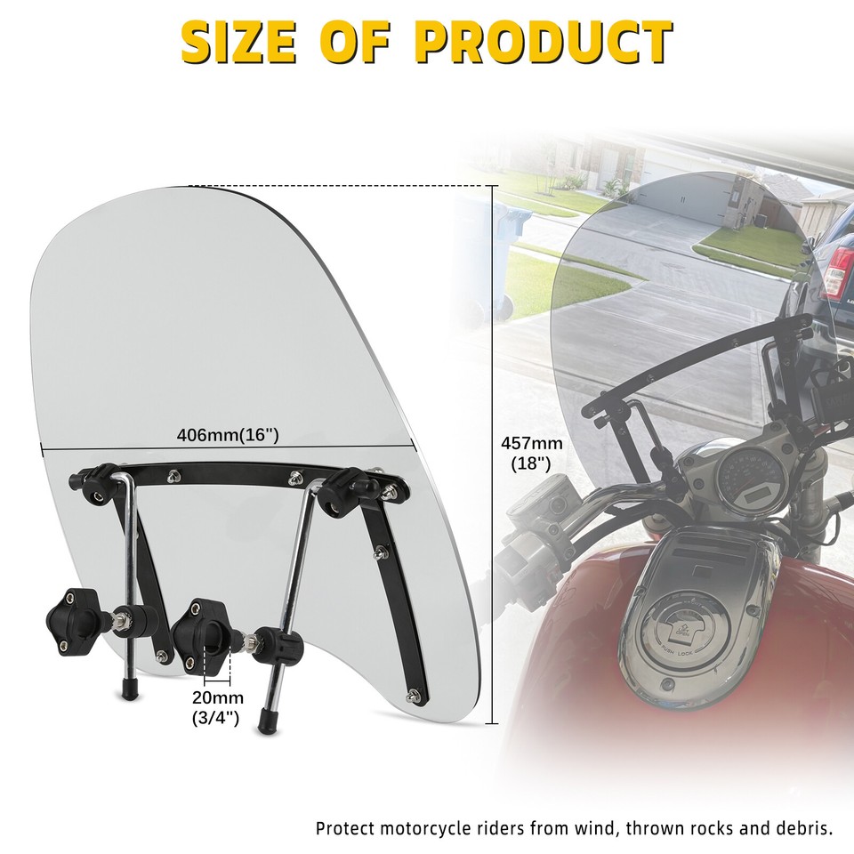 Universal Handlebar Support Frame 7/8 1 Inch Universal Motorcycle Windscreen Bracket - 7/8" & 1" Handlebar Support Holder In Chrome Windshield Support - Foto 8