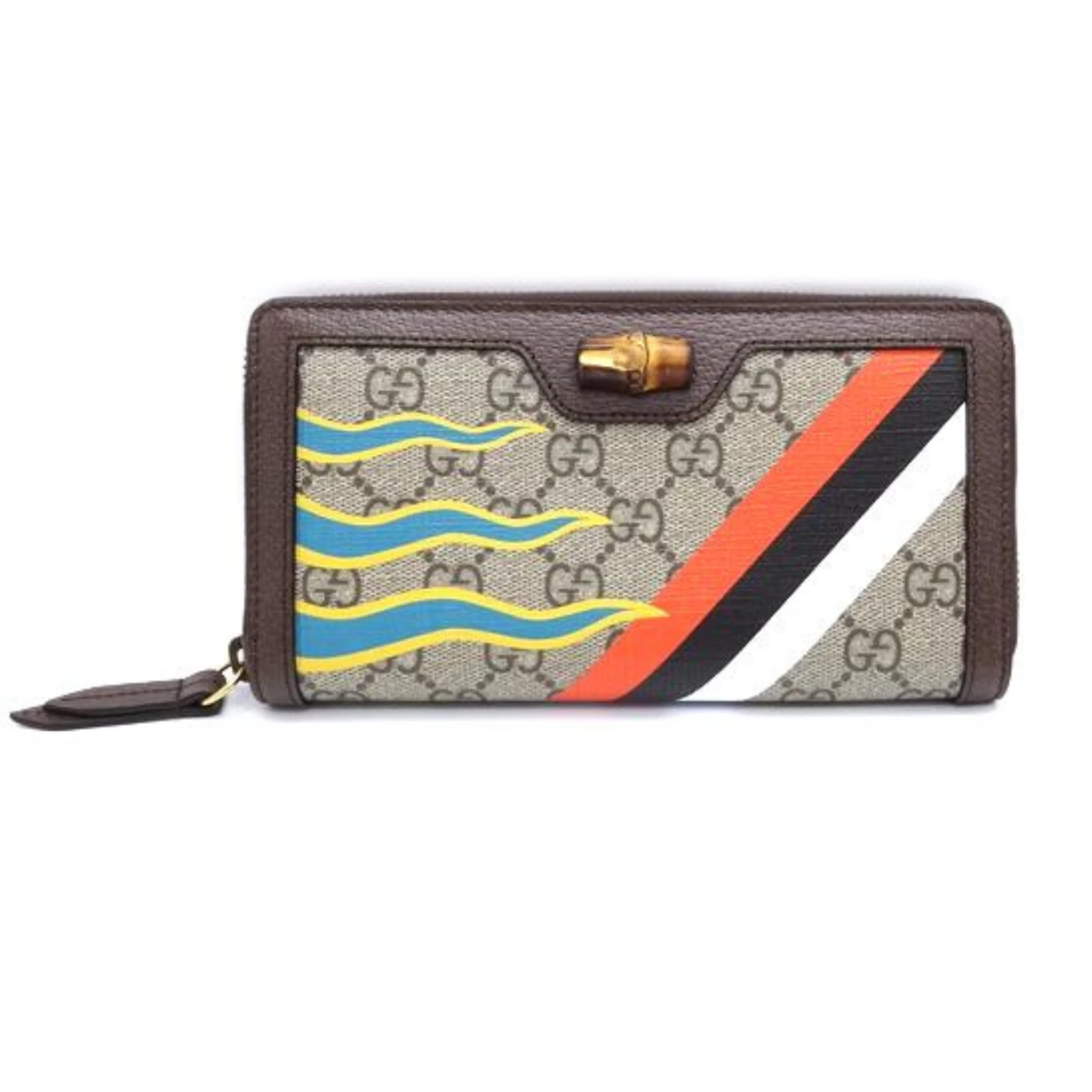 Gucci Diana GG Supreme Long Portefeuille Sac à Main Bambou PVC Cuir avec Boîte Authentique