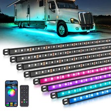 MICTUNING 8PCS LED Underglow Lights Bar RGBW Neon Underbody Light Strips for RVs