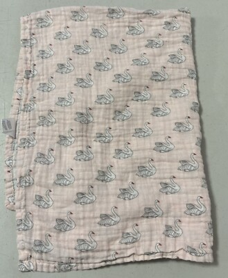 Modern Baby Swan Pink Muslin 100% Cotton Swaddle Blanket