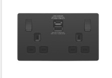 BRITISH GENERAL EVOLVE 13A 2-GANG SP SWITCHED SOCKET + 3A 2-OUTLET TYPE A & C US